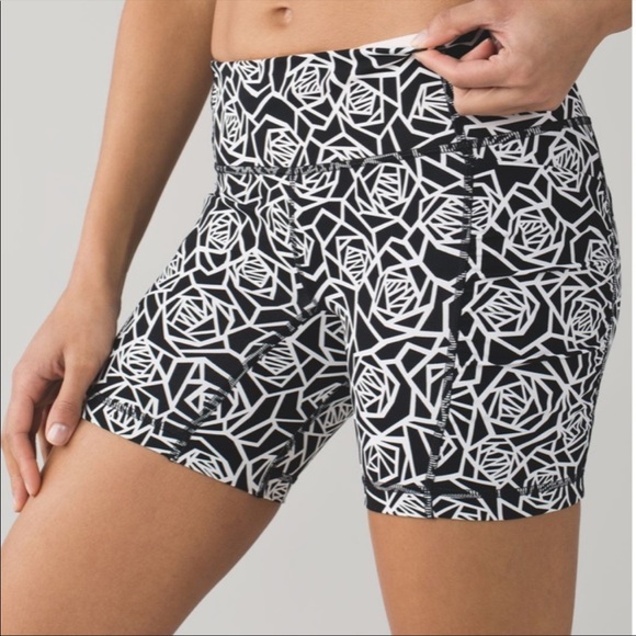 lululemon athletica Pants - lululemon speed track short posey black white miss mosaic